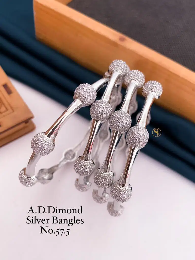 Silver And Golden AD Diamond Bangles Catalog
